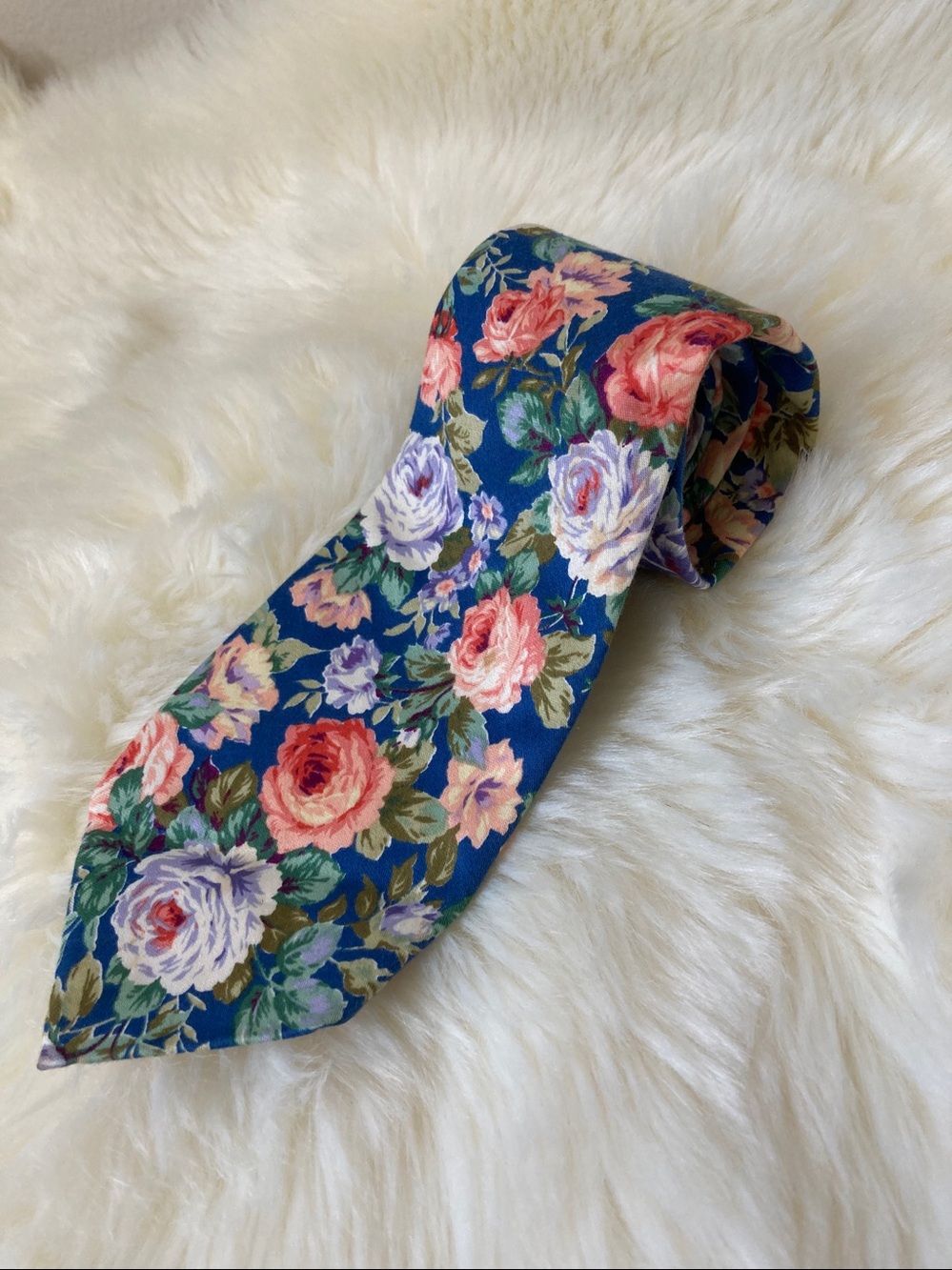 Vintage 80s Aeropostale Compagnie Générale Floral cotton Necktie Tie Eclectic